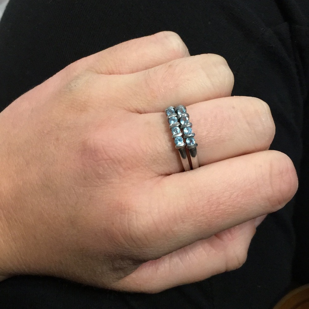 Set of two blue stone 925 rings